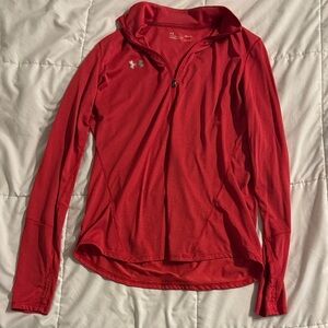 Under Armour Women's Red Long Sleeve Quarter Zip